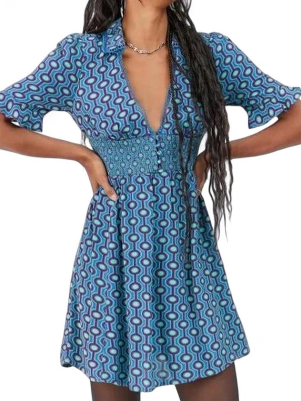 NWT Urban Outfitters blue-purple retro dress